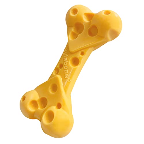 Nylabone Dura Power Chew, Extreme Kauknochen mit Geschmackslöchern, Käsegeschmack, für mittelgroße Hunde bis 16kg, Medium von Nylabone