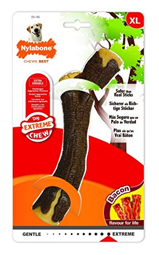 Nylabone 984776EU Hundespielzeug in Stockform, Speck-Geschmack - Kauknochen für stark kauende Hunde für Hunde bis 23 kg +, XL von Nylabone