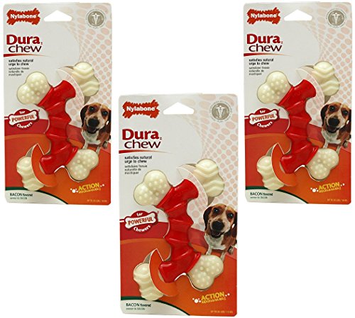 Nylabone Double Dura Kauspielzeug mit Speckaroma – Größe Wolf, 3er-Pack Nylabone Double Dura Kauspielzeug mit Speckaroma – Größe Wolf, 3er-Pack von Nylabone
