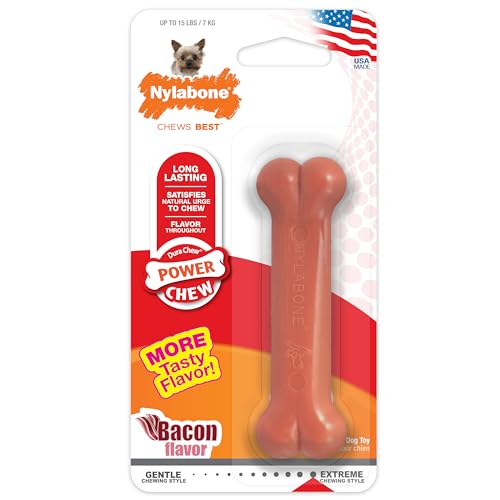 Nylabone Extreme, Kau- und Zahnspielzeug für Hunde, Hundeknochen, für aggressiv / Starke kauende, Speckgeschmack, für extra kleine hunde bis 7kg Nylabone Extreme, Kau- und Zahnspielzeug für Hunde, Hundeknochen, für aggressiv / Starke kauende, Speckgeschmack, für extra kleine hunde bis 7kg von Nylabone
