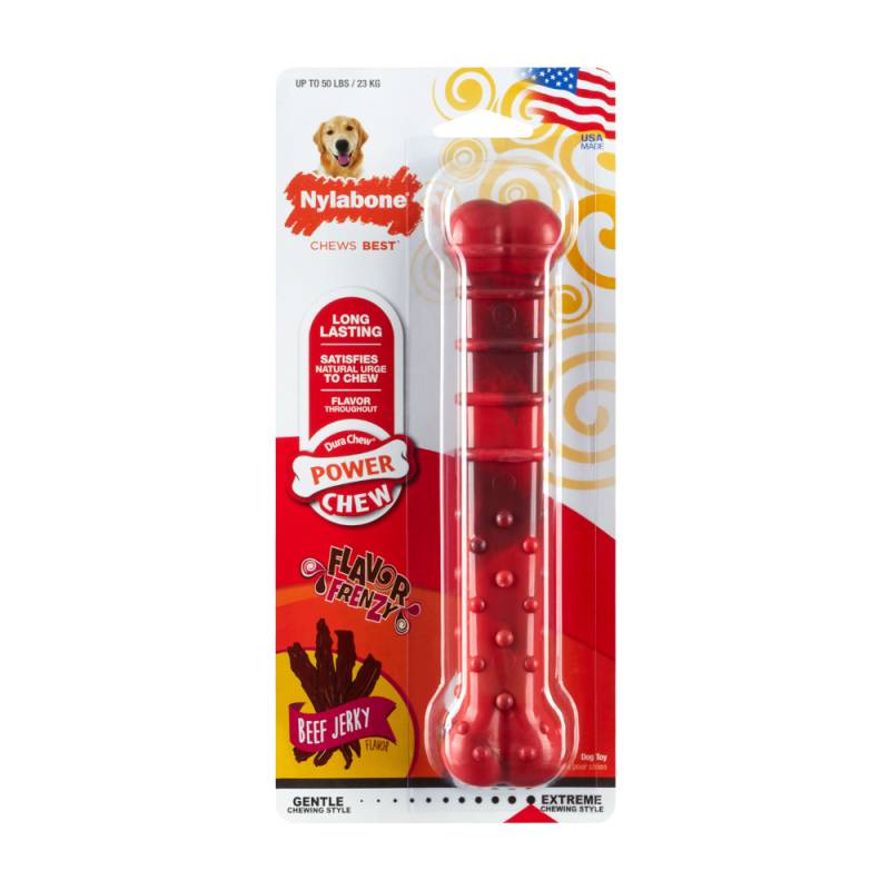 Nylabone Extreme Textured Dentaknochen mit Rind Jerky Geschmack - Größe L: L 19 x B 4 x H 3 cm von Nylabone