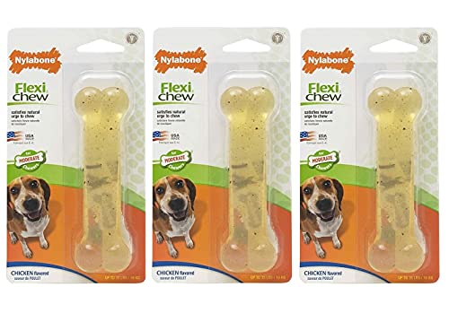 (3 Pack) Nylabone Flexi Chew For Moderate Chewers Chicken Flavor Med Dogs 35-lbs von Nylabone