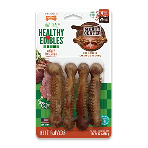 Nylabone Healthy Edibles Meaty Center Natural Dog Treats - Limited Ingredient Dog Treats for Small Dogs, Beef Flavor, Small (4 Count) von Nylabone