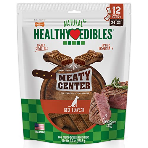 Nylabone Healthy Edibles Meaty Center Natural Dog Treats - Limited Ingredient Dog Treats for Small Dogs - Beef Flavor, Small (12 Count) von Nylabone