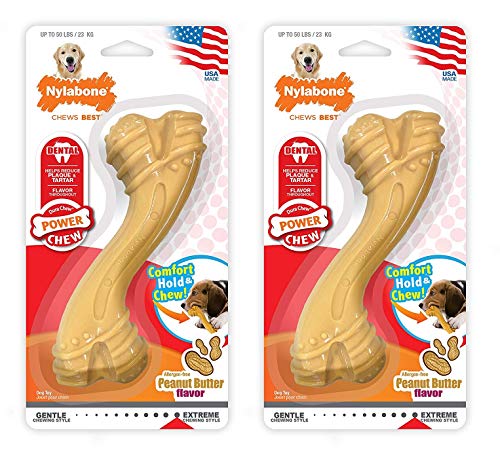 Nylabone Kauknochen mit Erdnussbutter-Geschmack, für mehr Komfort und Kraft, 2 Stück Nylabone Kauknochen mit Erdnussbutter-Geschmack, für mehr Komfort und Kraft, 2 Stück von Nylabone