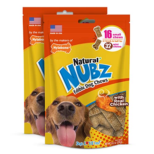 Nylabone Nubz Natürliche, essbare Kau-Leckerlis für kleine Hunde, langlebige Hundeknochen, Zahnkauspielzeug mit Hühnergeschmack, für Hunde bis zu 11,3 kg, 32 Stück Nylabone Nubz Natürliche, essbare Kau-Leckerlis für kleine Hunde, langlebige Hundeknochen, Zahnkauspielzeug mit Hühnergeschmack, für Hunde bis zu 11,3 kg, 32 Stück von Nylabone