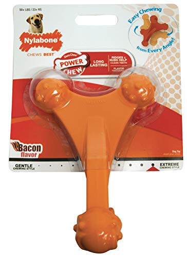 Nylabone Power Chew Axis Knochen-Kauspielzeug für Hunde, Hundespielzeug für Aggressive Kauer, Speckgeschmack, X-Large/Souper – 50+ lbs (1 Stück) von Nylabone