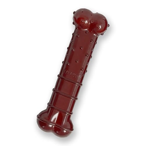 Nylabone Power Chew Klassisches Knochen-Kauspielzeug für Hunde, langlebiges Hundespielzeug für Aggressive Kauer, Basted Blast Speck und Steak-Geschmack, mittelgroß/Wolf (1 Stück) von Nylabone