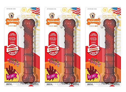 Nylabone Power Chew Textured Beef Jerky Flavored Large Dog Chew Toy - 3 Pack von Nylabone
