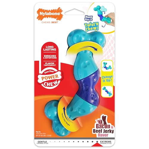 Nylabone Power Chew Twist 'N Chew Hundespielzeug, Anreicherungsspielzeug, langlebiges Hundespielzeug für Aggressive Kauer, Speck und Rindfleisch, ruckartiger Geschmack, groß/riesig (1 Stück) von Nylabone