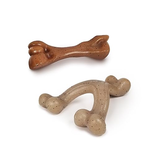 Nylabone Puppy Gourmet Style Starkes Kauspielzeug Speck, Erdnussbutter, klein, regulär (2 Stück) von Nylabone