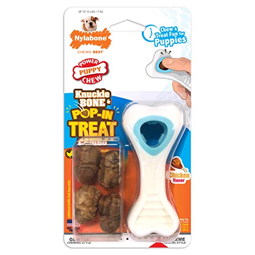 Nylabone Puppy Power Chew Knuckle Bone & Pop-in Puppy Treat Toy Combo Chicken X-Small/Petite (1 Count) von Nylabone