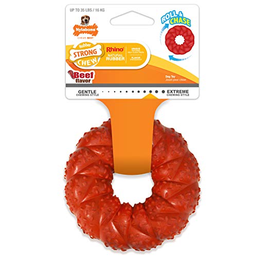 Nylabone Roll & Chase Natural Rubber Strong Chew Beef Flavor Toy for Dogs von Nylabone