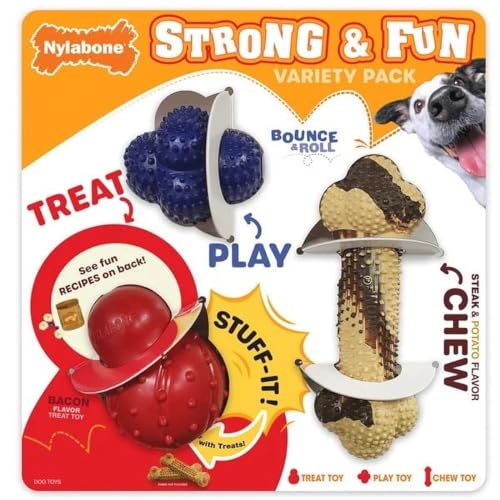 Nylabone Super robustes Kauspielzeug Spielzeug aus Gummi, stark und lustig, 3 Stück Nylabone Super robustes Kauspielzeug Spielzeug aus Gummi, stark und lustig, 3 Stück von Nylabone