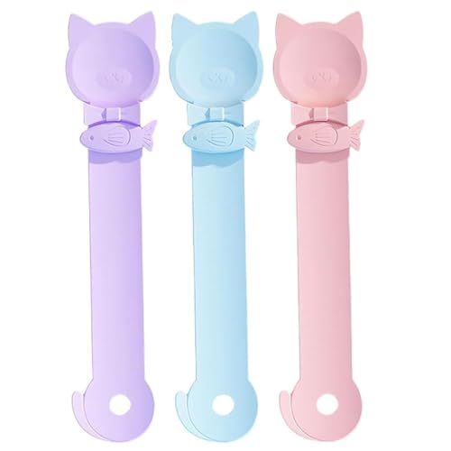 3pcs Cat Strip Feeder-Löffel, 3 Farbkatze-Streifenfuttermittel, 10-Zoll-Hüften und PP-Löffel, waschbarer wiederverwendbarer verschütteter Leckerbissen für Eigentümer von Nyutcwe