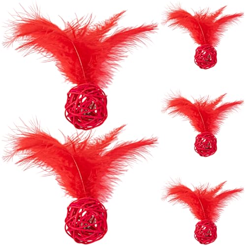 5pcs Katzenballspielzeug, Bunte Rattan -Katzenball mit Federn & Ring Bell, interaktiver Chaser -Teaser -Spielzeug für Katzen Puppy Kitty Kätzchen Haustiere Neuheit Geschenk 5pcs Katzenballspielzeug, Bunte Rattan -Katzenball mit Federn & Ring Bell, interaktiver Chaser -Teaser -Spielzeug für Katzen Puppy Kitty Kätzchen Haustiere Neuheit Geschenk von Nyutcwe