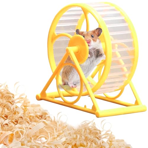 Hamsterrad mit Ständer, 5 x 5 x 2 Zoll stille Hamsterball, halten Sie gesunde und atmungsaktive Spielsachen für Zwerghamster kleine Haustiere, um die Aktivität zu erhöhen, Gelb von Nyutcwe