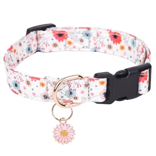 Hundehalsband, Blumenmuster Hundehalsband mit Gänseblümchen-Charm, 10-16, 5 Zoll einstellbare Polyesterkragen für mittelgroße Hunde mit Schnellverschluss für den Besitzer Hundehalsband, Blumenmuster Hundehalsband mit Gänseblümchen-Charm, 10-16, 5 Zoll einstellbare Polyesterkragen für mittelgroße Hunde mit Schnellverschluss für den Besitzer von Nyutcwe