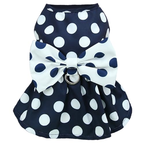 Hundekabelbaumkleid, Gepunktete Muster Falten-Hundekleid mit Retro-Bogen, atmungsaktive Welpenkleidung mit Knopf, Outfits für 1, 25-2 kg von Nyutcwe