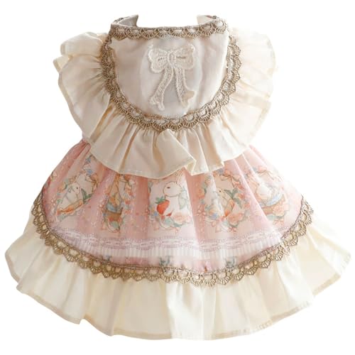 Hundekleider süße Baumwolle Lolita Spitze Bow Hund Prinzessin Kleid Süßes Mantel Outfits Frühlingssommer Kostüme für kleine Hunde Katze von Nyutcwe
