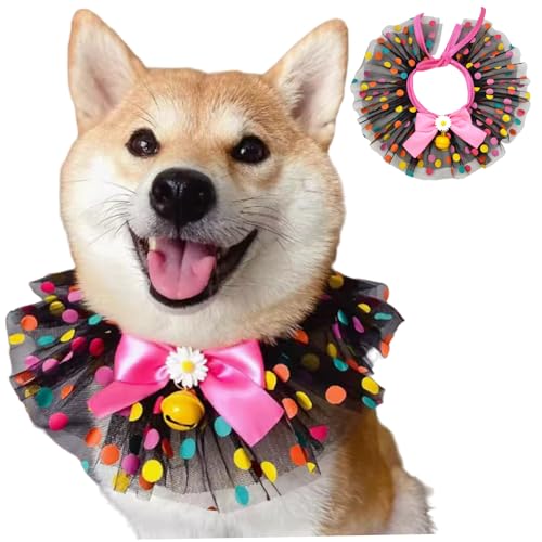 Katzenbandana, niedliche Hundebandanas Schal, 10x10 Wave Point Mesh Cat Labberschal mit Bowtie Bell für kleine Hunde Katzen Haustiere von Nyutcwe