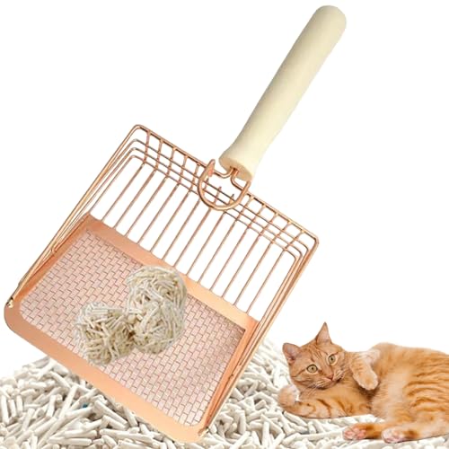 Katzenstreu -Schaufel, 4mm Gitter & 8mm Stangenstreu -Schaufel, 5x5, 5 Zoll großer Katzenschugel mit Holzgriff, einfaches Waschmetall mit Haken für Besitzer Katzenstreu -Schaufel, 4mm Gitter & 8mm Stangenstreu -Schaufel, 5x5, 5 Zoll großer Katzenschugel mit Holzgriff, einfaches Waschmetall mit Haken für Besitzer von Nyutcwe