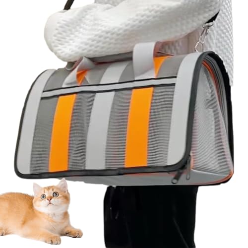 Katzenträgertasche, atmungsaktive Faltbare Katzenbeutel, Reißverschlussträger mit Tasche und abnehmbarem Riemen, reflektierender 16x11x10 Hund zum Ausgehen mit Seitenöffnung und Tasche von Nyutcwe