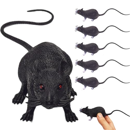 Nyutcwe Gefälschte Maus 6pcs 8 Zoll gefälschte Ratte Scary Realistic Maus mit Langen Schwanz mehrwichtlich PVC Plastik Ratte für Streichmaterial, Katzenspielzeug, Halloween-Dekorationen Nyutcwe Gefälschte Maus 6pcs 8 Zoll gefälschte Ratte Scary Realistic Maus mit Langen Schwanz mehrwichtlich PVC Plastik Ratte für Streichmaterial, Katzenspielzeug, Halloween-Dekorationen von Nyutcwe
