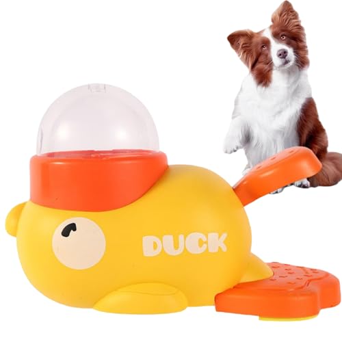 Nyutcwe Hundespielspielzeug, Enten-förmiges interaktives Hundefutterspielzeug, leicht zu reinigender Haustier-Behandlungsspender mit 3 Getreideabdeckungen von Nyutcwe