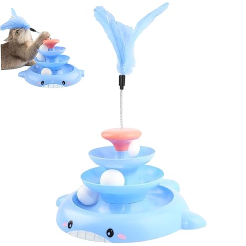 Nyutcwe Katzenspielzeug, 3 Level Roller Track Tower Cat Ball Track mit Plastik -Plastik - -Plastikspielzeug für Innenkatze Kätzchen Nyutcwe Katzenspielzeug, 3 Level Roller Track Tower Cat Ball Track mit Plastik -Plastik - -Plastikspielzeug für Innenkatze Kätzchen von Nyutcwe
