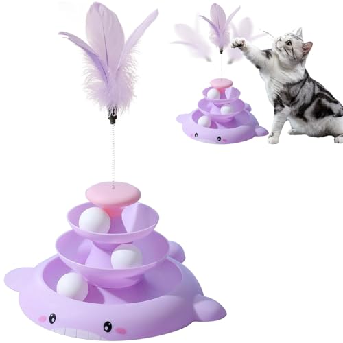Nyutcwe Katzenspielzeug für Innenkatzen, Roller -Track -Turm Interaktives Katzenspielzeug mit Plattenspieler Ball & Top Teaser, Puzzlespielzeugball für Innenkatzen Kätzchen Nyutcwe Katzenspielzeug für Innenkatzen, Roller -Track -Turm Interaktives Katzenspielzeug mit Plattenspieler Ball & Top Teaser, Puzzlespielzeugball für Innenkatzen Kätzchen von Nyutcwe
