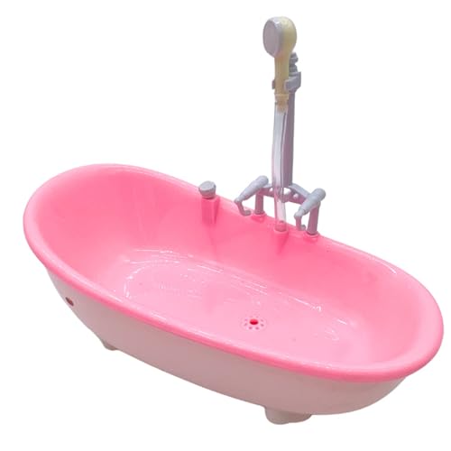 Nyutcwe Puppenhausmöbel, elektrische Babypuppenbadewanne mit Duschsprühgerät 6, 5x8.8x3.7 Miniaturmöbel für Badezimmerdekoration von Nyutcwe