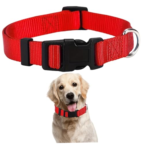 Roter Hundehalsband, verstellbare Welpenkragen mit Schnalelschnalle, Kleiner Hundehalsband mit D-Ring, Kragen zum Gehen im Freien von Nyutcwe