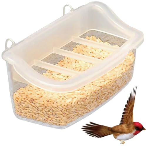 Vogelhäuschen für Käfig, 4x2x1.5 Plastik Vogelkäfig -Feeder, klarer sichtbarer Lebensmittelbehälter mit Schnalle für Papageien Lovebirds Canary Finch Rabbit von Nyutcwe