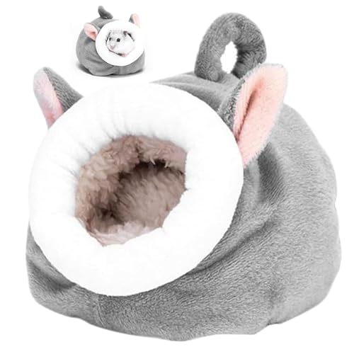 Nzoike Hamster Baumwollnest, Klein Kleintierbett, Kuschelhöhle, Winter-Wärme-Baumwollnest, Überwinterungsschlafsäcke, Meerschweinchen Höhle Waschbar für Hamster (Grau 1 Stück) von Nzoike