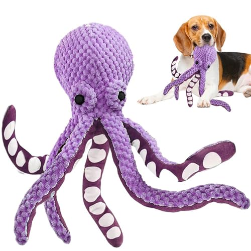 Nzoike Octopus Hundespielzeug, Octopus Hundespielzeug Unzerstörbar, Kuscheltier Hund Langlebiges Plüsch mit Quietscher Durable Interactive Chew Toys, Medium and Large Dogs Indoor Outdoor Play (Lila) von Nzoike