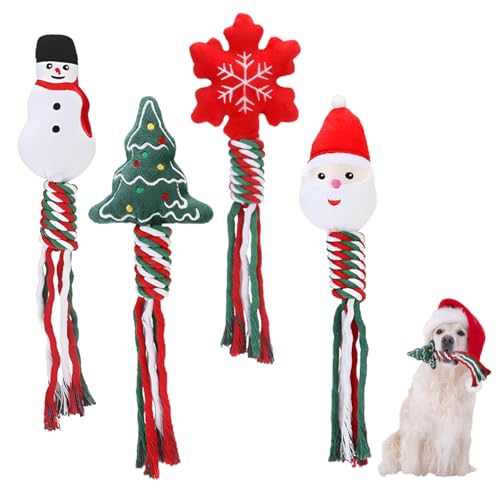 O-Kinee Spielzeug Hund Weihnachten, 4er-Pack Hund Weihnachten Spielzeug, Kauspielzeug Hund, Hundespielzeug Seil, Spielzeug Hund UnzerstöRbar, Dog Toys Geeignet Hunde O-Kinee Spielzeug Hund Weihnachten, 4er-Pack Hund Weihnachten Spielzeug, Kauspielzeug Hund, Hundespielzeug Seil, Spielzeug Hund UnzerstöRbar, Dog Toys Geeignet Hunde von O-Kinee