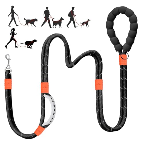 Hundeleine Große Hunde Freihandleinen, Leine Hund verstellbar Übungsleine, Hundeleine 2m mit Weichem Gepolstertem Griff und Metallschnalle, Retrieverleine mit zugstopp Gehen Laufen Dog Leash von O·Lankeji