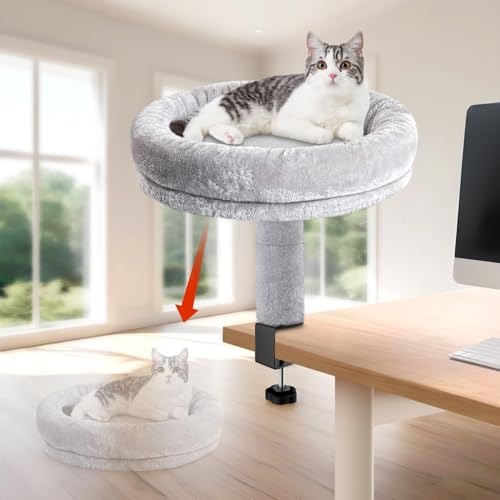Katzenbett Schreibtisch Kein Bohren, Verstellbare Höhe Katzenhaus über Schreibtisch, Katzenbett für Schreibtisch Sehr stabil, Hält Kätzchen Katze nah und Arbeitsbereich Klarer Katzenbett Schreibtisch Kein Bohren, Verstellbare Höhe Katzenhaus über Schreibtisch, Katzenbett für Schreibtisch Sehr stabil, Hält Kätzchen Katze nah und Arbeitsbereich Klarer von O·Lankeji