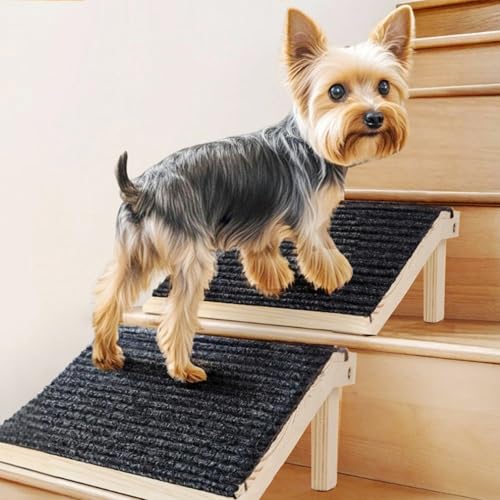 Treppen für Hunde, verwandeln Sie Treppen in eine einfache Rampe, Hundetreppe für drinnen und draußen, starker langlebiger Teppich, rutschfeste Grifffläche, für Welpen, ältere, 2 Pack von O·Lankeji