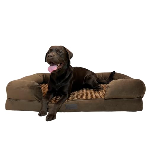 O.buddy Wasserdichtes, Orthopädisches Hundebett Extra Große Hunde, Hundebett XL, Viscoschaum, Abnehmbarer, Waschbarer Bezug, Beruhigender Plüsch, Hochgepolsterter Rand, 111x86x25 cm, Braun O.buddy Wasserdichtes, Orthopädisches Hundebett Extra Große Hunde, Hundebett XL, Viscoschaum, Abnehmbarer, Waschbarer Bezug, Beruhigender Plüsch, Hochgepolsterter Rand, 111x86x25 cm, Braun von O.buddy