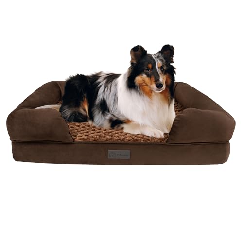 O.buddy Wasserdichtes, Orthopädisches Hundebett Grosse Hunde, Viscoschaum, Abnehmbarer, Waschbarer Bezug, Beruhigender Plüsch, Erhöhter Rand, Hundebett Orthopädisch Große Hunde 90x65x23 cm, Braun O.buddy Wasserdichtes, Orthopädisches Hundebett Grosse Hunde, Viscoschaum, Abnehmbarer, Waschbarer Bezug, Beruhigender Plüsch, Erhöhter Rand, Hundebett Orthopädisch Große Hunde 90x65x23 cm, Braun von O.buddy