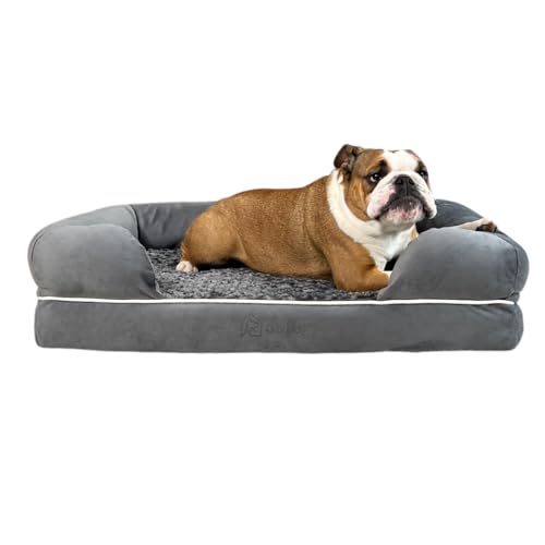 O.buddy Wasserdichtes, Orthopädisches Hundebett Grosse Hunde, Viscoschaum, Abnehmbarer, Waschbarer Bezug, Beruhigender Plüsch, Erhöhter Rand, Hundebett Orthopädisch Große Hunde 90x65x23 cm, Grau O.buddy Wasserdichtes, Orthopädisches Hundebett Grosse Hunde, Viscoschaum, Abnehmbarer, Waschbarer Bezug, Beruhigender Plüsch, Erhöhter Rand, Hundebett Orthopädisch Große Hunde 90x65x23 cm, Grau von O.buddy