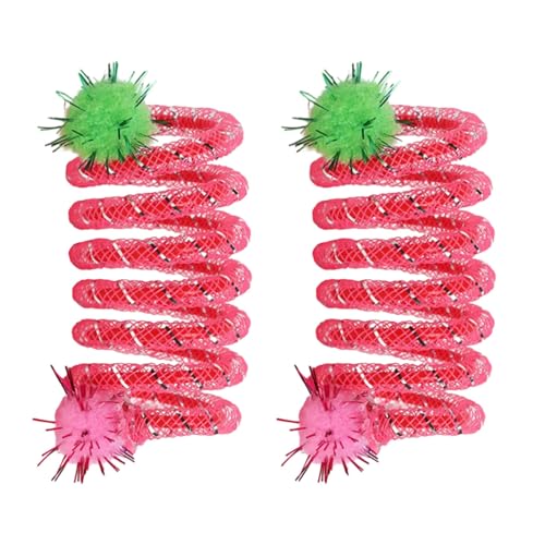 OAJABBGE 2pcs Interaktive Farbenfrohe Plüschkugel Spring Coils Katzen Spielzeug Ermutigen Verspieltheit Und Erkundung Für Energetics Kätzchen von OAJABBGE