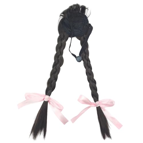 OAJABBGE Hundeausstellung Frisur Lang Geflochtene Dekorative Bogenzubehör Für Versammlungen Foto Requisiten Easy Wear Synthetic Stoff Haustier Gänse Perücken Mit Doppelblättern von OAJABBGE