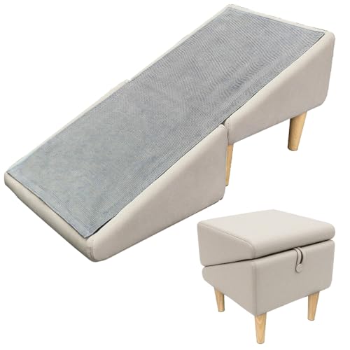 Hunderampe, Tragbarer Fußhocker, mit Anti-rutsch Teppich, Hundetreppe für Kleine Hunde, Tragbare Hundeleiter, Faltbare Hunderampe Für Sofa, Katzentreppe für Haustiere mit Gelenkproblemen(Beige) von OAKVYNE