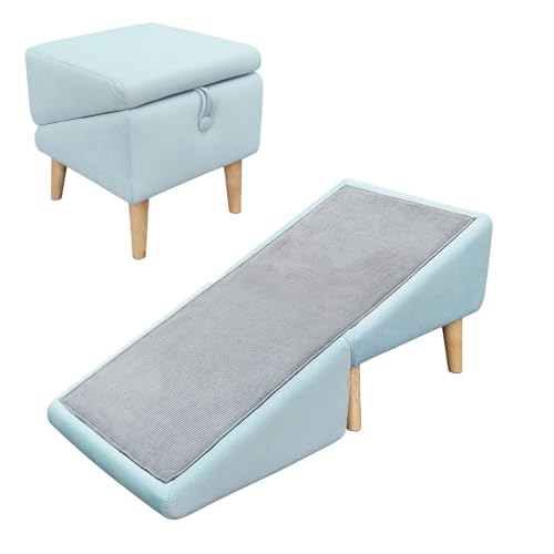 OAKVYNE Hunderampe, Hundetreppe für Kleine Hunde, mit Anti-rutsch Teppich, Tragbarer Fußhocker, Tragbare Hundeleiter, Katzentreppe für Haustiere mit Gelenkproblemen Faltbare Hunderampe Für Sofa(Blue) OAKVYNE Hunderampe, Hundetreppe für Kleine Hunde, mit Anti-rutsch Teppich, Tragbarer Fußhocker, Tragbare Hundeleiter, Katzentreppe für Haustiere mit Gelenkproblemen Faltbare Hunderampe Für Sofa(Blue) von OAKVYNE