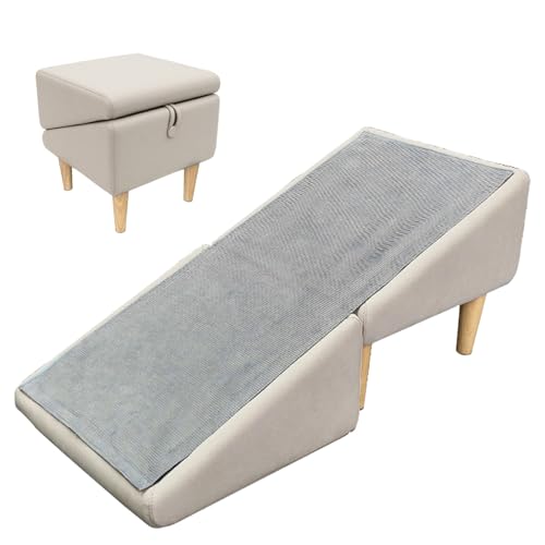 Tragbare Hundeleiter, Hundetreppe für Kleine Hunde, Hunderampe, Faltbare Hunderampe Für Sofa, Tragbarer Fußhocker, Katzentreppe für Haustiere mit Gelenkproblemen mit Anti-rutsch Teppich(Beige) von OAKVYNE