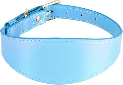 Farbiges reflektierendes Hundehalsband aus PU-Leder, weiches, breites, wasserdichtes, personalisiertes Haustierhalsband for kleine, mittelgroße und große Hunde(Blue,M) von OAOAO