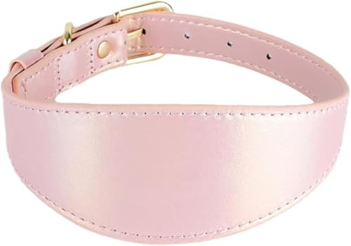 Farbiges reflektierendes Hundehalsband aus PU-Leder, weiches, breites, wasserdichtes, personalisiertes Haustierhalsband for kleine, mittelgroße und große Hunde(Pink,M) von OAOAO